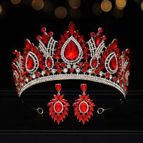 DIEZI Baroque Luxury Water Drop 6 Colors Crystal Tiara Crown For Women Party Jewelry Bridal Crown Earrings Wedding Hair Jewelry