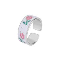 Panjbj   Silve Flower Tulip Ring For Women Girl Simple Fashion Adjustable Jewelry Birthday Gift Dropshipping