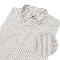 Thomas Bailey Linen-Like Striped Henley Neck Shirt Beige 1Ththa5Msu133 Beige/100