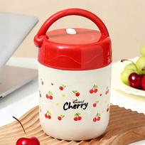 Insulated 304 Stainless Steel Lunch Box Portable Reusable Thermal Bento Box with Carry Bag for Meal Prep Cherry