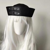 PU Chain Captain Hat Sweet Vintage Beret Cute Sailor Hat  Harajuku Fashion juoda