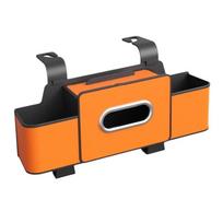 Car Seat Organizer With Abs Box & Tissue Holder. Double Storage For Snacks/drinks. Easy Install, Durable Resin For All Cars oranžinė