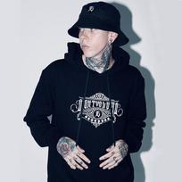 Eight Volume [Fleece-Lined] Ev Emblem Unison French Terry Oversized Hoodie (Black) Black/L