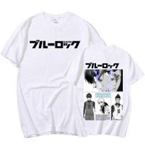 Japonijos anime mėlyna spyna Isagi Yoichi marškinėliai Juokingi futbolo manga grafiniai dideli marškinėliai Vyriški moteriški medvilniniai marškinėliai Kasdieniai vasaros marškinėliai XXXL balta