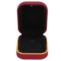 LED Pendant Necklace Box Rectangular Rounded Edges Soft Lining Jewelry Gift Box with LED Light for N Red
