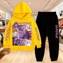 KPop Demonų Medžiotojai Vaikų Hoody Rinkinys Berniukams Paaugliams Mergaitėms Hoody Palaidinės Su Kelnėmis Sportinis Kostiumas Vaikų Rudens Drabužiai 2vnt 100cm geltona