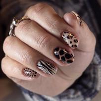 European & American Autumn Leopard Print Almond Short False Nails