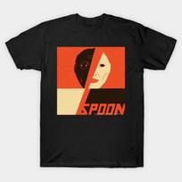 Men Black Print T-shirt Spoon-One-Band No-Cut Transfer Paper Print Cotton Tshirt S juoda