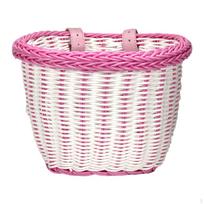 Kids Bicycle Basket with Adjustable Straps for Outdoor Fun White Pink