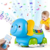 Kūdikių ropojimo žaislai Muzikinis dramblys Pilvo laikas Kūdikių žaislai Su laikmačiu Ryškūs šviečiantys projekcijos Gimtadienio dovanos Idealiai tinka kūdikiams blue