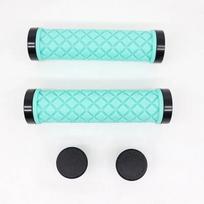 Bicycle Handle Bar Grips MTB Mountain Bike Soft Single-sided Locking Handlebar Cover Plug Rubber Non-slip Cycling mėlyna