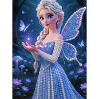 Disney Pearl Painting Frozen Purple Moon Dreamland Creative Art 5D Pearl Embroidery Cross Stitch Kit Handmade DIY Home and Room Decor Gift 35x45cm