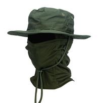 2Pcs/Set Wide-brimmed Hat Balaclava Mixed Set Men Sunscreen Boonie Cap Outdoors Hiking Camping Fishing Hat Sun Hat Fisherman Hat žalia