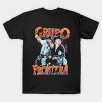 Men Black Print T-shirt Grupo Frontera No-Cut Transfer Paper Print Cotton Tshirt S juoda