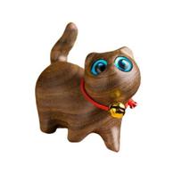 Mini Wooden Cat Figurine Handmade Carving Kitten Statue Sculpture Farmhouse Rustic Home Office Desktop Decoration Ornament D