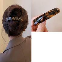 Fashion Elliptical Leopard Print Hair Clip Arc PVC Spring Clip Geometric Grab Clip Large Hairpin Girl