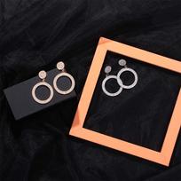 Party Crystal Round Earrings Drop Earrings Circle Earrings Dangle Earrings sidabras