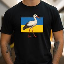 T-Shirt Herren Storch mit Ukrainische Flagge Motiv Baumwolle Größe S bis 5XL XS