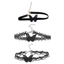 3 Pcs Vintage Butterfly Choker Necklace Adjustable Velvet Lace Collar Necklace 1