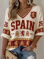 Spain Football Fan T-shirt  Sleeved Breathable Quick Drying Street Wear Casual Football Shirt Fashionable FamilyMatching 2026 S