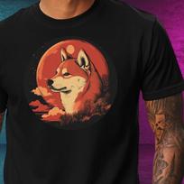 T-Shirt Herren Shiba Inu roter Mond Motiv Baumwolle Größe XS bis 5XL S