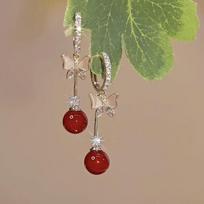 Exquisite Full Rhinestone Red Love Heart Drop Earrings For Women Luxury Shiny Zircon Tassel Long Earring Daily Party Jewelry