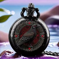 Medium Colorful Pattern Pocket Watch with Bird Design One Size