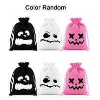 6PCS Cute Halloween Drawstring Bag Burlap Linen Drawstring Candy Bags  Holiday Party 6 Pieces