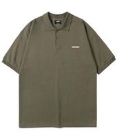 Oversized Essential Collared Short Sleeve Tee_Khaki Beige/M