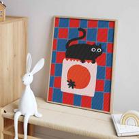 Diamond painting kit. full diamond round mosaic black cat fruit abstract handmade home decoration gift Round 20x30cm