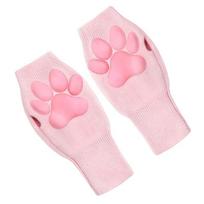 3D Toes Beans Cat Paw Mittens Gloves Silicone Cat Claw Pad Sleeve Warm Knitting Gloves  Girls rožinė