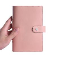 PU Leather A5/A6 Binder Notebook Cover Macaroon Color Journal Agenda Planner Cover  Writing Pink-A6
