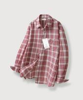 Mood Inside Peach Milk Check Shirt_Red M