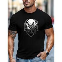 Men'S T-Shirt, Relaxed And Casual, Easy And Clean, Featuring a Bat Design Under The Moonlight for Summer Leisure, with a Short Round Neck, Plus Size S juoda