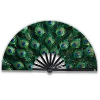 Elegant Flowers Handheld Fan Plastic Decorative Fan Large Fan Silk Folding Fan  Hotel Decoration Style D