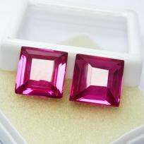 19.85 Ct Natural Pink Ruby Excellent Square Cut CERTIFIED Loose Gemstone Pair 13.7 mm approx rožinė