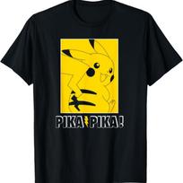 Pokemon - Black Outline Pikachu T-Shirt S juoda