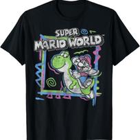 Super Mario World 90's Neon Abstract Nintendo Yoshi Ride T-Shirt S įvairiaspalvis