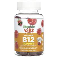Lifeable, vitamin B12 gummies for children, natural raspberry flavor, 1,000mg, 60 gummies (500mg per gummy)