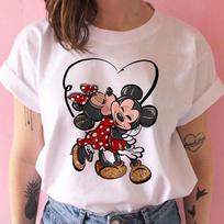 Summer Fashion Mickey Tshirt Yk Minnie Mouse Hat Printed cotton printed Tshirt Womens Loose Disney Tshirt S