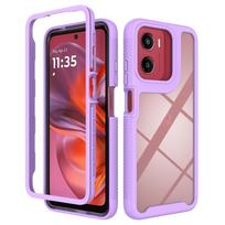 with Raised Edges For Motorola Moto G05 G15 G25 E15 Transparent TPU/PC Shockproof Case Dual-Layer Hybrid Clear Phone Cover for Moto G05 G25 G15 violetinė