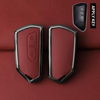 Metalinė odinė automobilio rakto dėklas dangtelis VW Volkseagen Golf 8 MK8 ID.3 ID.4 Cupra Skoda Octavia A8 SEAT Leon MK4 Formentor Tarraco ruda