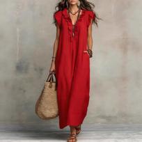 Women's Patchwork Long Dress Summer Sleeveless Elegant Dresses Fashion Casual Vintage Party Dress Vestidos Women's Clothing M