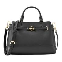 MICHAEL KORS Reed REED logo gold hardware cowhide shoulder crossbody tote small women's black juoda