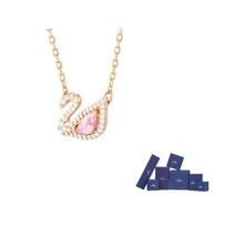 Swarovski dirbtinio kristalo akmuo, cirkonio karoliai moterims, padengti rožinio aukso spalva F (One Size Fits All)-Original brand box rožinio aukso spalvos