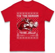 Santa Claus Tis The Season To Be Jolly Christmas Funny T Shirt Xmas Unisex Tee S