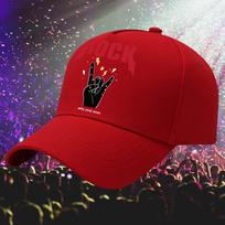 Rock On Baseball Cap  Cool Blue with Rock Gesture Graphic SoftTop Adjustable Size Sun Protection Polyester Street Style