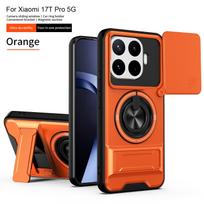 Case For Xiaomi 17T 15T Pro Redmi Note 15 Plus 17 Ultra 4G 5G 2026 Card Holder Slide Camera Ring Stand Armor Kickstand Cover Redmi Note13ProPlus oranžinė