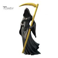 Gothic Home Ornament 3D Printed Female Grim Reaper Statue, Hooded Faceless Resin Figurine with Detachable Nostalgic Retro Room Decoration Scythe,