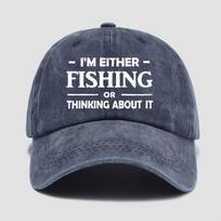 Fishing Thinking About It Baseball Cap Washed Cotton Adjustable Outdoor Sun Protection Unisex Hat One Size